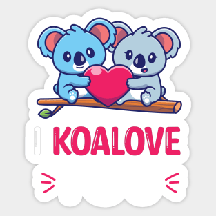 I Koalove You Funny Valentine's Day Saying - Cute Koala Couples Valentine's Day Gift Sticker